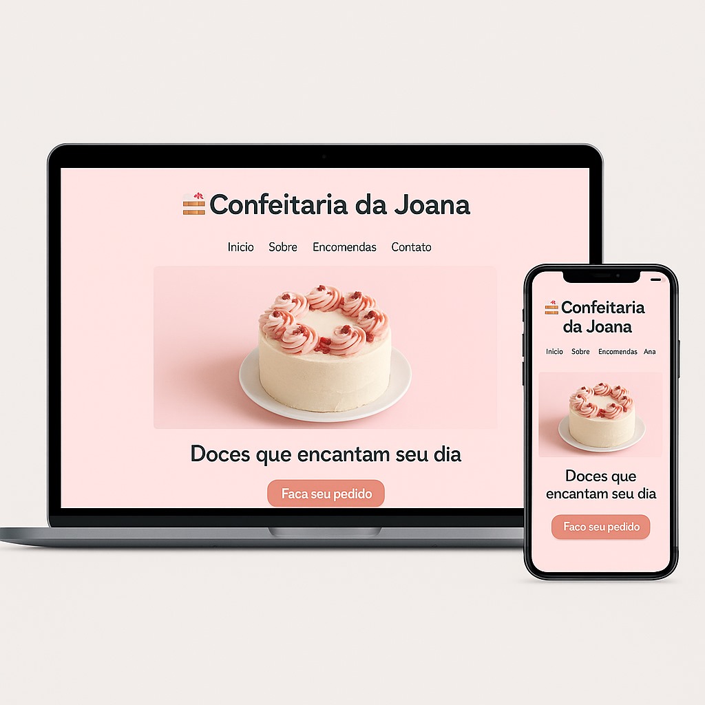 Mockup site confeitaria